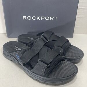 Rockport XCS TT Adjustable Slide 7.5W Black Sandals NWT CI4771